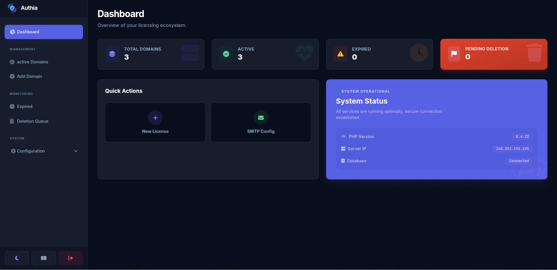 Authia — PHP Licensing System